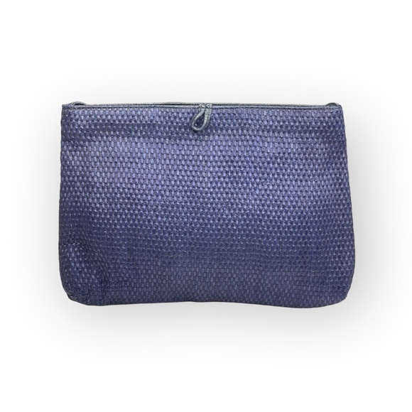 Vintage: Maryann Rosenfeld ✿ Hinged Convertible Clutch Bag Handbag ✿ Navy Woven - Picture 4 of 16